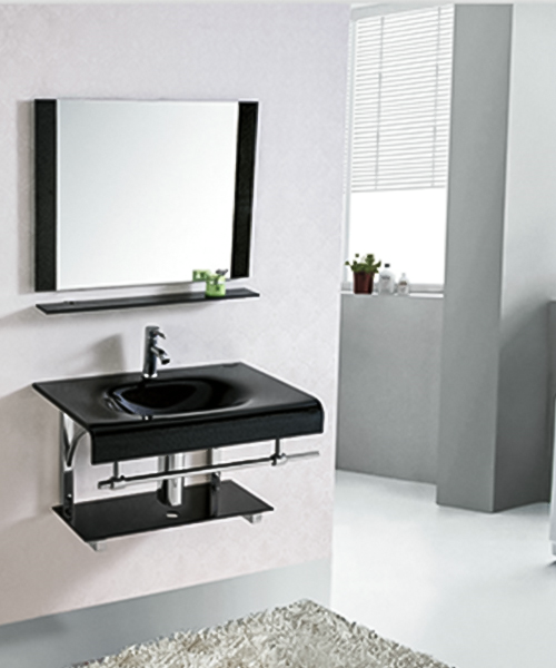 Cuisson à haute température, sécurité renforcée, lavabo en verre avec armoire en acier inoxydable JH-3057