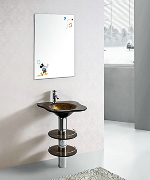 Cuisson à haute température, facile à installer, lavabo en verre avec armoire en acier inoxydable JH-3073