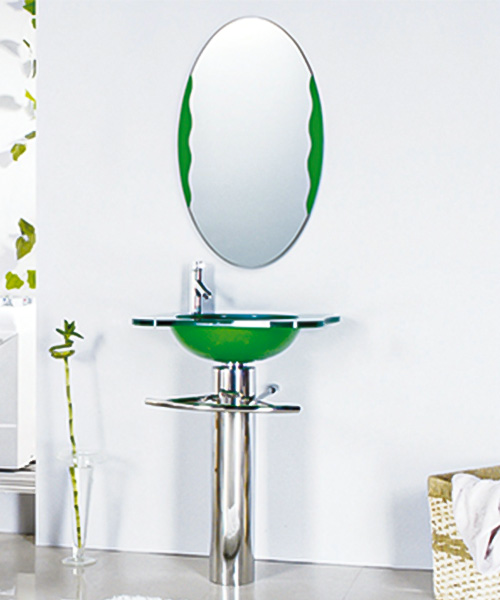 Polyvalent à la maison, lavabo en verre avec meuble en acier inoxydable JH-874