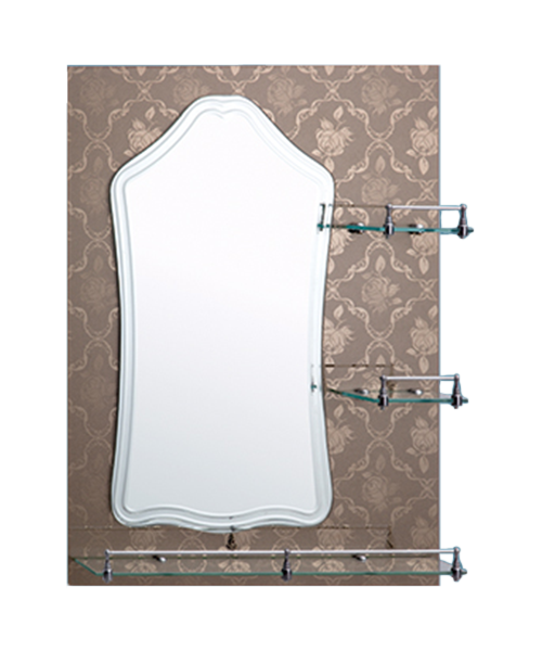 Miroir argenté sans cuivre de 4 mm ou miroir en aluminium, épaisseur de cloison 5 mm, miroir double couche, 4 MM, 5 MM, Vente chaude Salle de bains de style moderne Salle de douche de luxe Miroir simple Miroir traditionnel avec étagère JH-2015-39