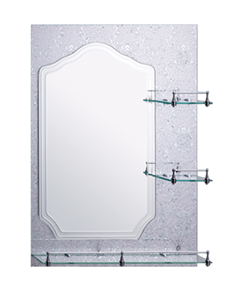 Miroir argenté sans cuivre HD ou miroir en aluminium, miroir simple couche, 4MM, 5MM, Vente chaude Salle de bains de style moderne Salle de douche de luxe Miroir simple Miroir traditionnel avec étagère JH-2015-40