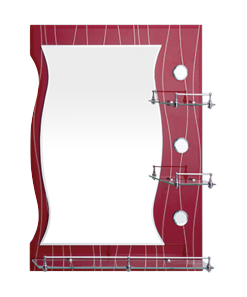 Miroir en dentelle, salles d'exposition, salles de bains, toilettes, bureaux, commodes, tous disponibles dans les hôtels, 4MM, 5MM, Vente chaude Salle de bains de style moderne Salle de douche de luxe Miroir simple Miroir traditionnel avec étagère JH-78016