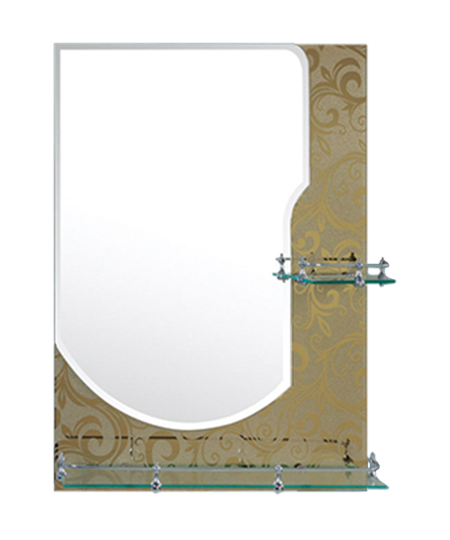 Miroir d'art, décalcomanies en cristal, 4 MM, 5 MM, Vente chaude Salle de bains de style moderne Salle de douche de luxe Miroir simple Miroir traditionnel avec étagère JH-935C