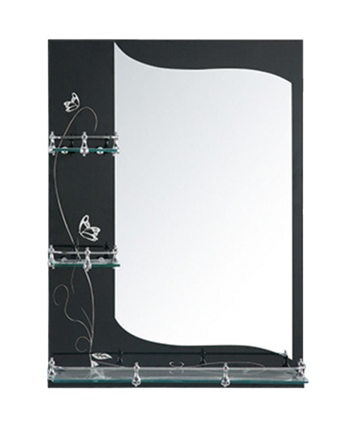 Miroir d'art, décalcomanies en cristal, 4 MM, 5 MM, Vente chaude Salle de bain de style moderne Salle de douche de luxe Miroir simple Miroir traditionnel avec étagère JH-F3