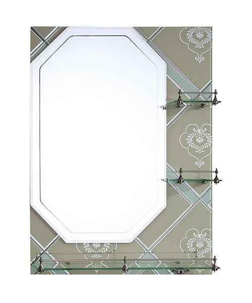 Miroir décalque, 4MM, 5MM, vente chaude style moderne salle de bain salle de douche de luxe miroir simple miroir traditionnel avec étagère JH-2018-5, décalcomanies en cristal