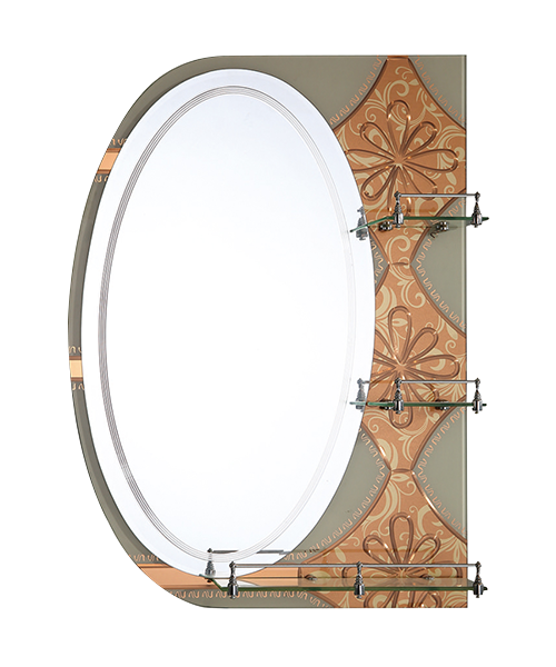 Miroir en relief, décalcomanies en cristal, 4MM, 5MM, Vente chaude Salle de bain contemporaine Salle de bain de luxe Miroir simple avec étagère Miroir traditionnel JH-2018-9