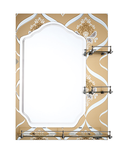 Miroir simple couche, miroir argenté sans cuivre HD ou miroir en aluminium, cloison en verre, 4MM, 5MM, Vente chaude Salle de bain contemporaine Salle de bain de luxe Miroir simple avec étagère Miroir traditionnel JH-8906