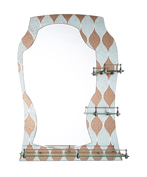 Miroir en relief, décalcomanies en cristal, 4MM, 5MM, Vente chaude Salle de bain de style moderne Salle de douche de luxe Miroir simple Miroir traditionnel avec étagère JH-M16