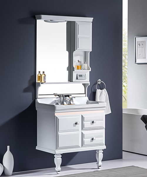 Performance à coût élevé, armoire de salle de douche de luxe de salle de bain de style moderne de vente chaude avec armoire à miroir JH-P01538A. La couleur de l'armoire peut être personnalisée selon les dessins