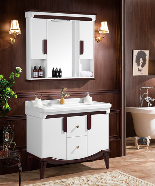 Facile à installer, anti-pourriture et anti-corrosion, non endommagé, armoire de salle de douche de luxe de salle de bains de style moderne avec armoire à miroir JH-P01856