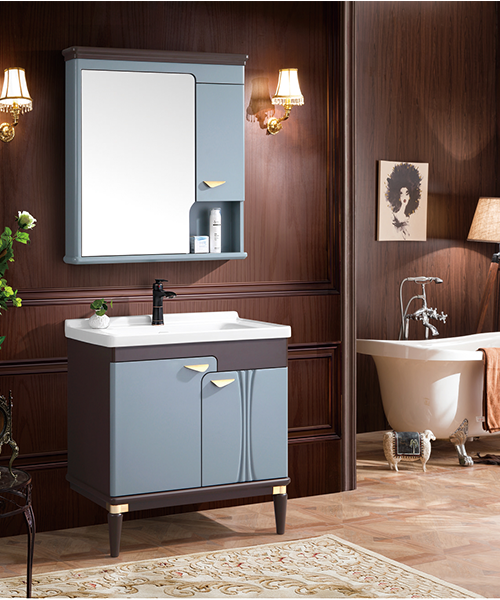 Comptoir/lavabo: résine, pierre de phoenix, ardoise, céramique peut être faite, haut de gamme, vente chaude Salle de bain de luxe de style moderne avec armoire à miroir JH-P1906-2