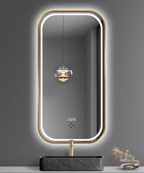 Miroir de salle de bain intelligent JH-D1371 avec capteur tactile intelligent de haute qualité et étanche, éclairage LED à changement de couleur, avec manuel d'installation, accessoires suspendus, sac à vis, le miroir est livré avec un pilote intelligent.